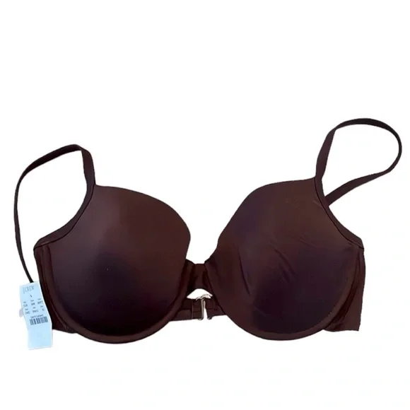 J. Crew Brown Bikini Top With Underwire & Clasp Closure - Picture 2 of 9